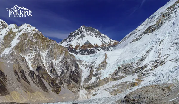 Everest Base Camp Trek with Helicopter Return route map showing trekking trail from Lukla to Everest Base Camp and helicopter flight back to Kathmandu.