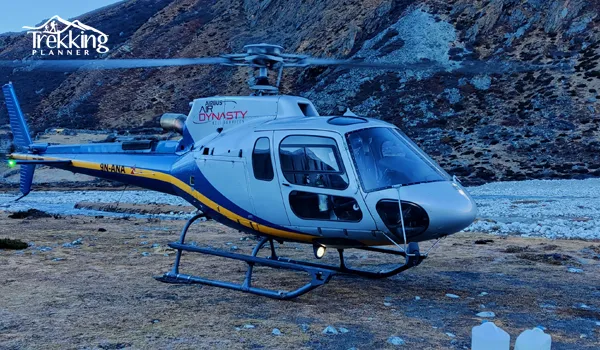 Route map of Everest Base Camp Trek with helicopter return via Kala Patthar, Gorak Shep, Namche Bazaar, and Lukla