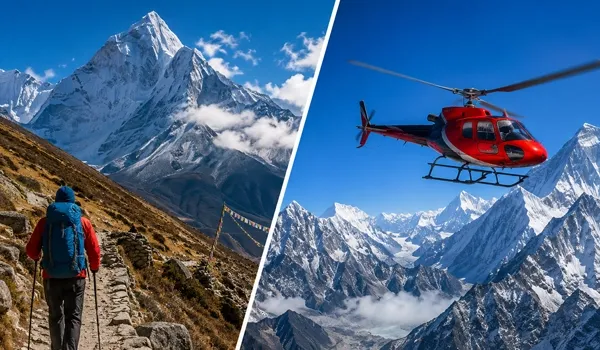 Helicopter tour vs trekking in Nepal