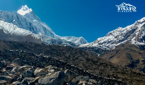 Trekkers checking permits at a checkpoint in the Manaslu Restricted Area of Nepal