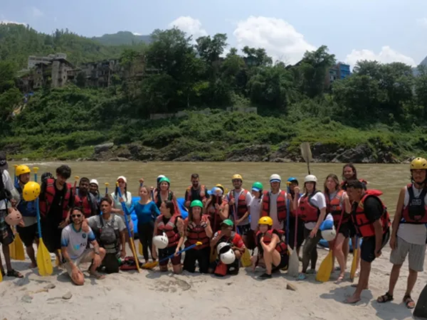 Adventure rafting in Trishuli River during a one-day adventure activity in Nepal