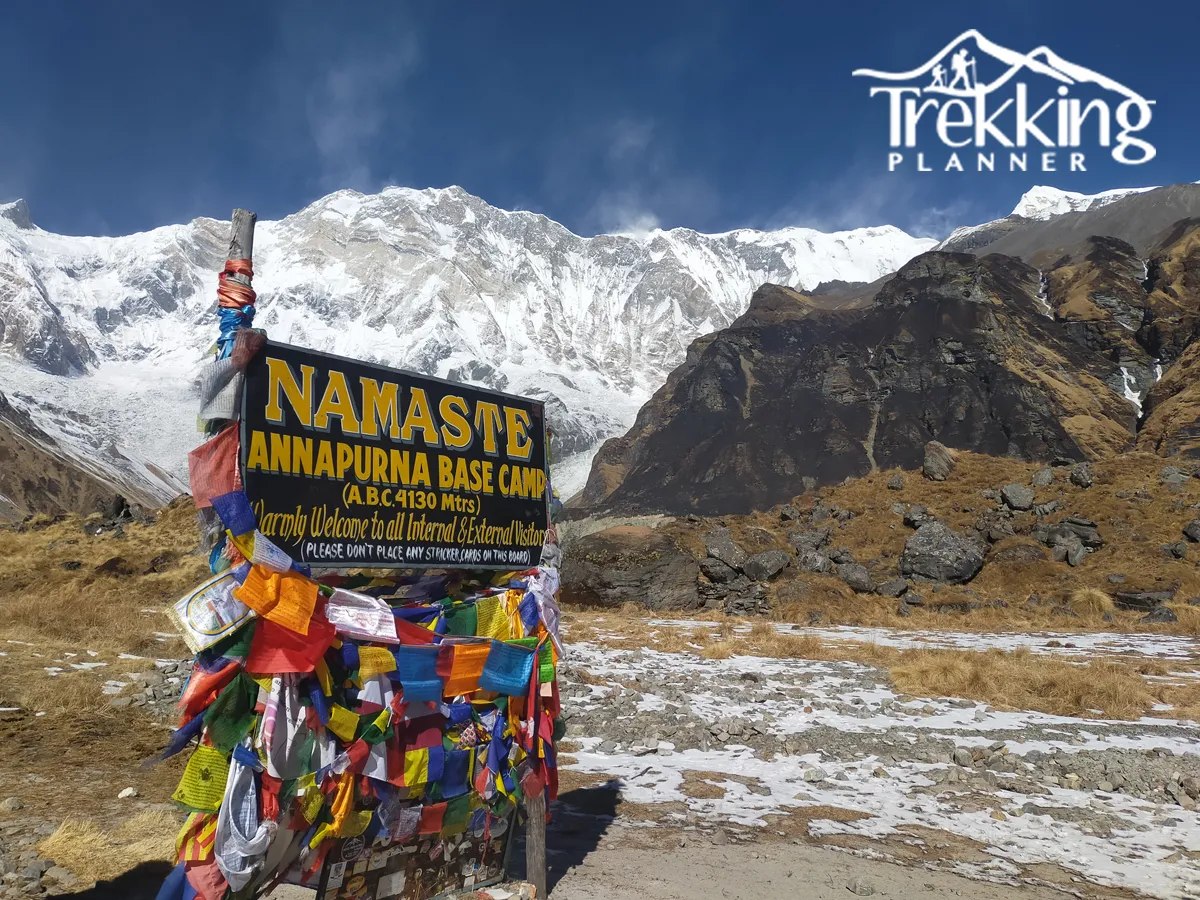 Annapurna Base Camp short trekking trail with panoramic Himalayan mountain view