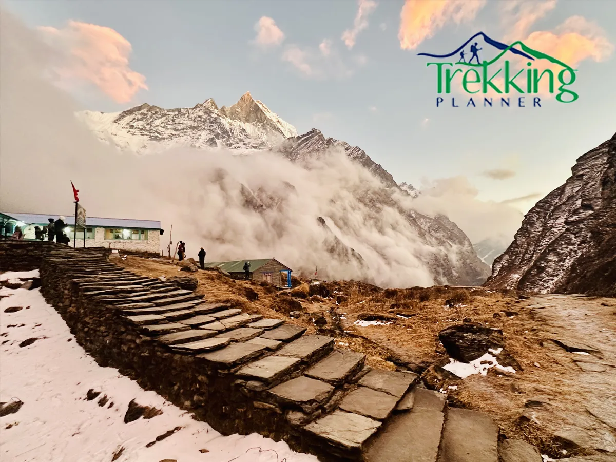 Sunrise view from Poon Hill during the Annapurna Base Camp Trekking route in Nepal