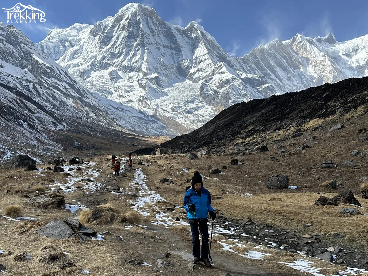 Mountain village landscape along Annapurna Semi Circuit Trekking route with traditional houses
