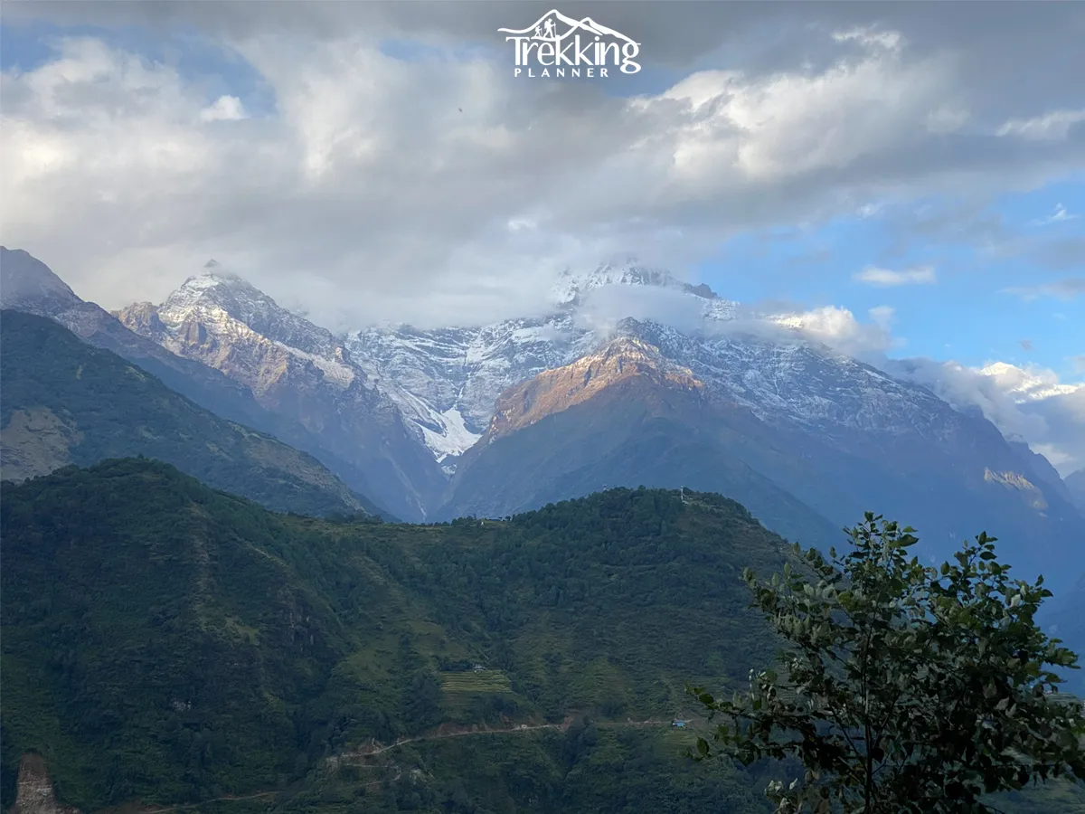 Snow-covered Annapurna peaks viewed during the Annapurna Skyline Trek in Nepal