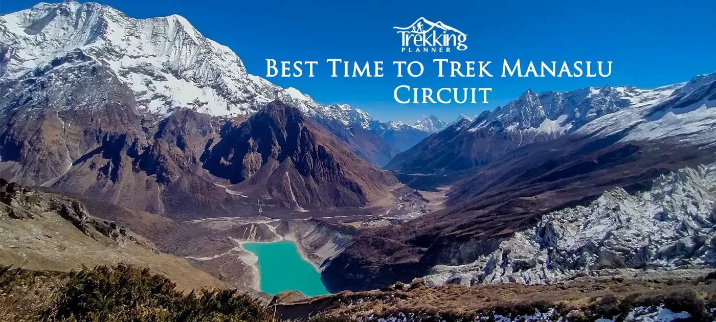 Manaslu Circuit Trek in spring season with clear skies, blooming rhododendrons, and Himalayan mountain views