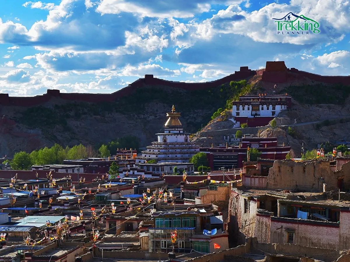 Travelers exploring iconic landmarks during a Bhutan, Nepal, and Tibet sightseeing tour across the Himalayas