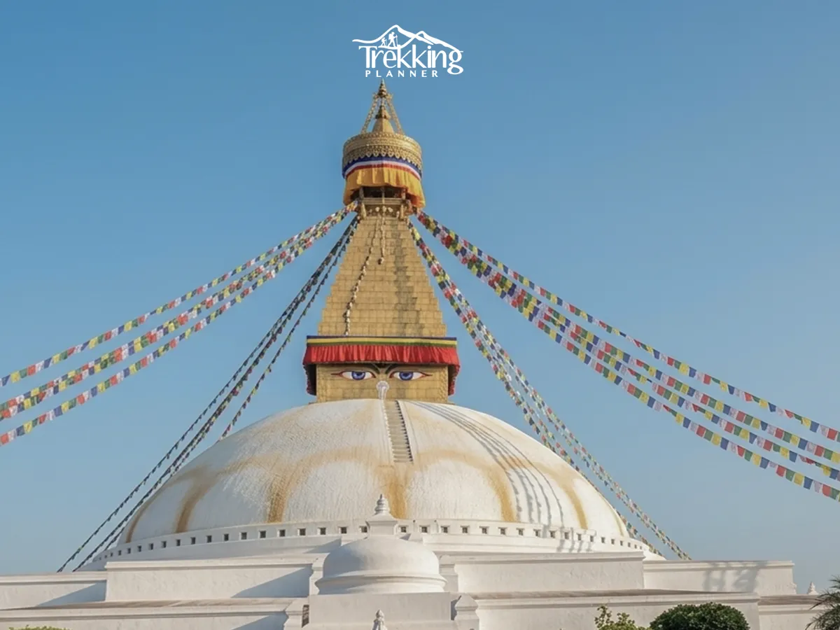Boudhanath Stupa in Kathmandu during the Bhutan and Nepal Tranquil Retreat Tour.
