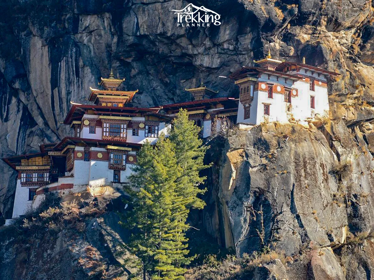 Tiger's Nest Monastery (Paro Taktsang) perched on a cliff during a Bhutan Tour