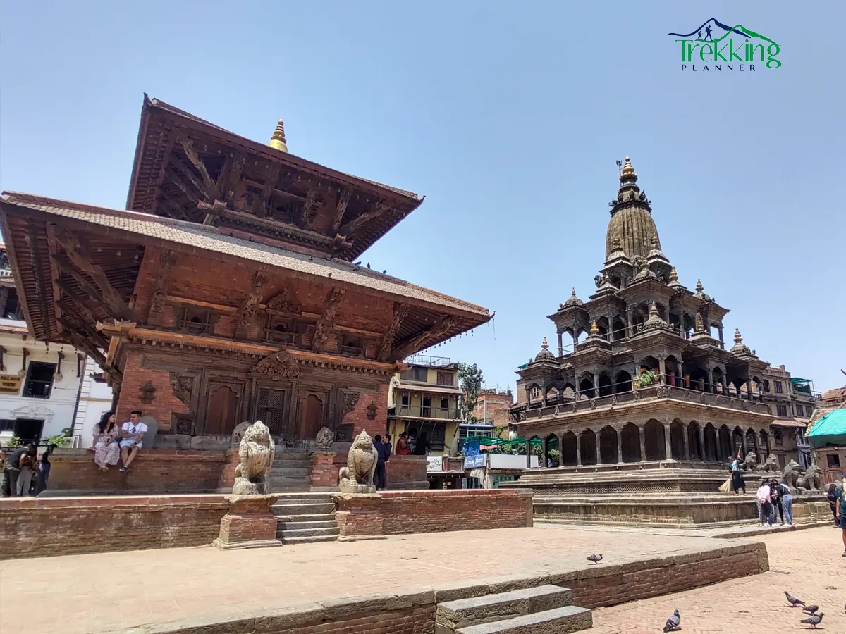 Beautiful view of historic temples and traditional architecture on a city holiday in Nepal