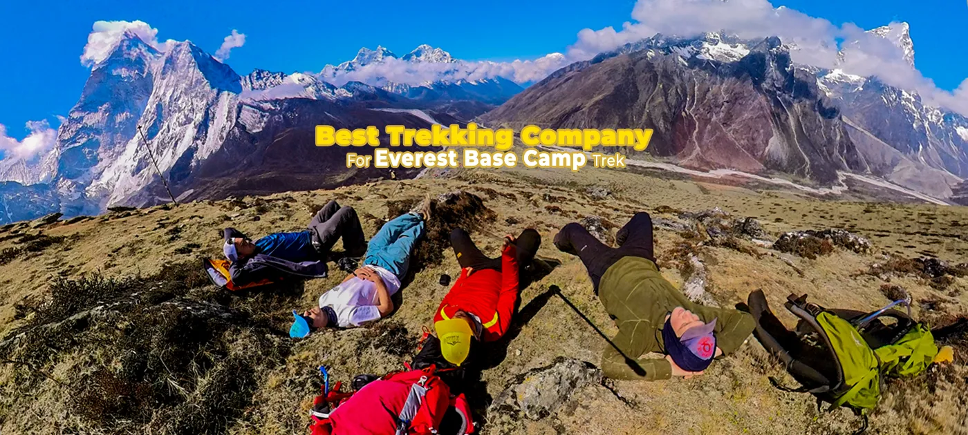 Trekkers enjoying panoramic Himalayan views with the best trekking company for Everest Base Camp Trek.