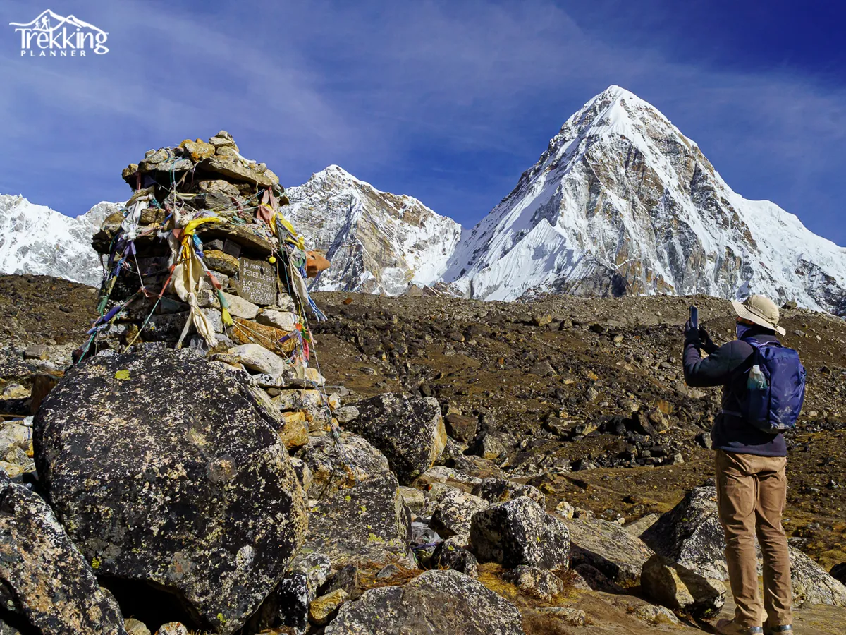 Helicopter flying over Everest region on way from Kathmandu to Lukla