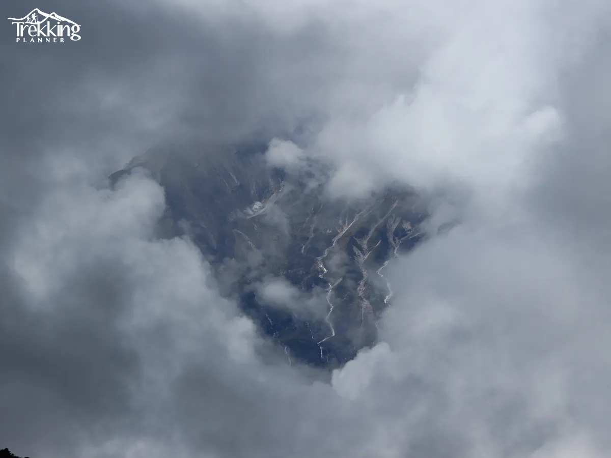 Panoramic mountain views from the Gokyo Cho La Pass Trekking route connecting Everest Base Camp and Gokyo Valley.
