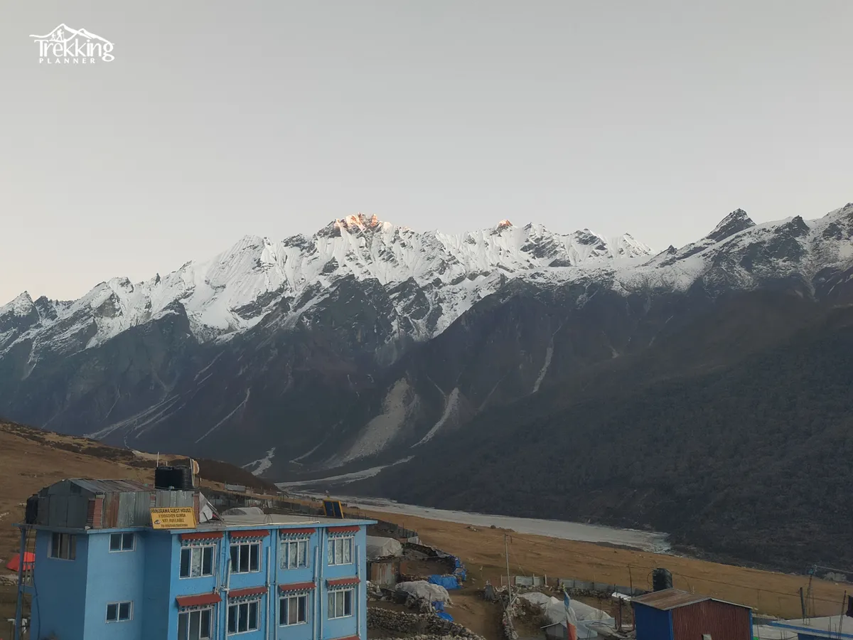 Panoramic mountain view from Lauribina Pass on the Gosaikunda Pass Trekking trail in Nepal