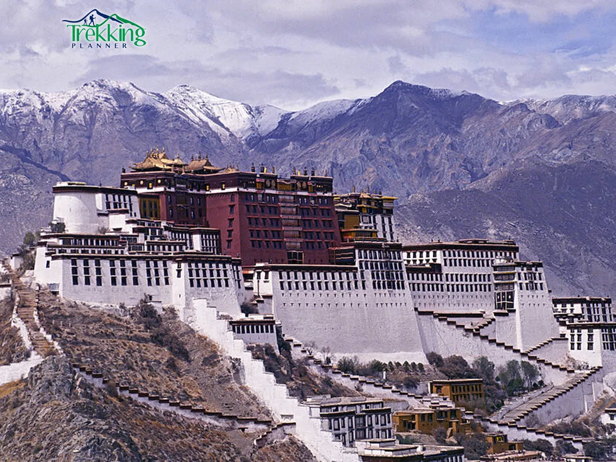 Travelers enjoying panoramic views of Mount Everest during a Journey to Tibet and Everest Base Camp Tour