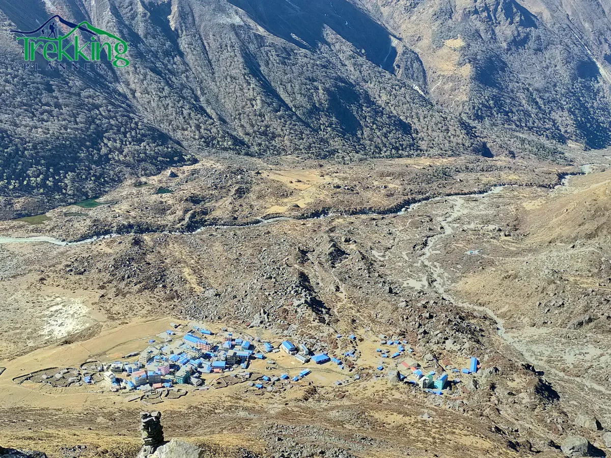 Traditional Tamang village along the Langtang Valley Trek route surrounded by mountain landscapes