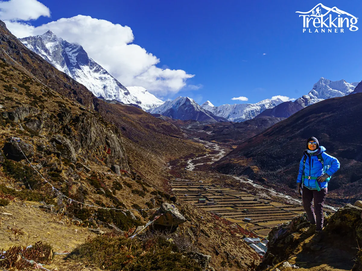 Successful climbers celebrating at the summit of Lobuche Peak after trekking through Everest Base Camp