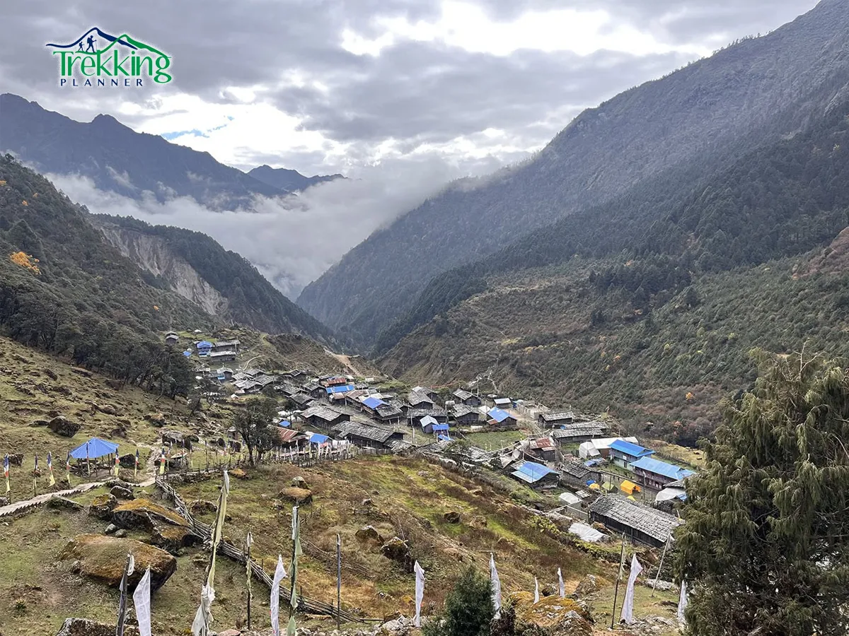 Trekking tents set up at a high-altitude campsite during Lumba Sumba Pass trek