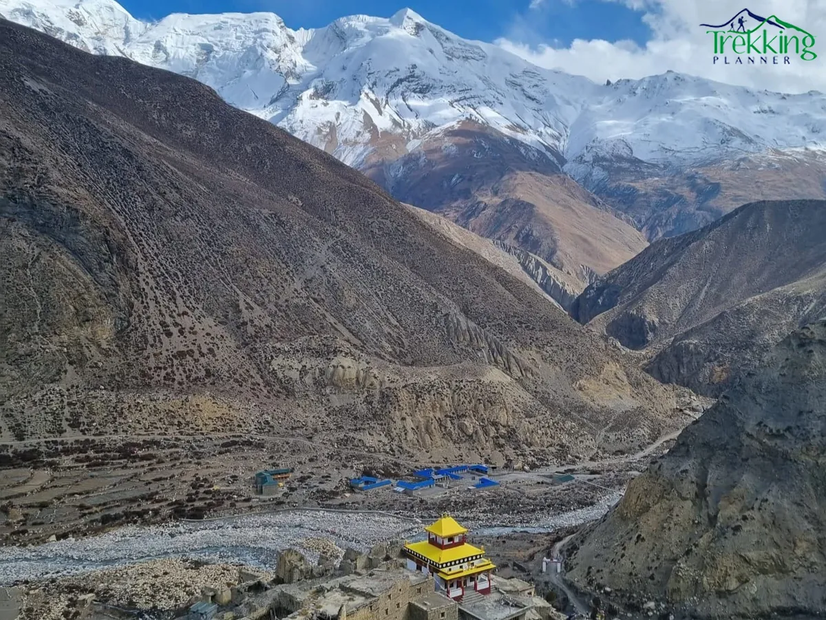 Remote Buddhist monastery surrounded by dramatic landscapes in Nar Phu Valley, Nepal