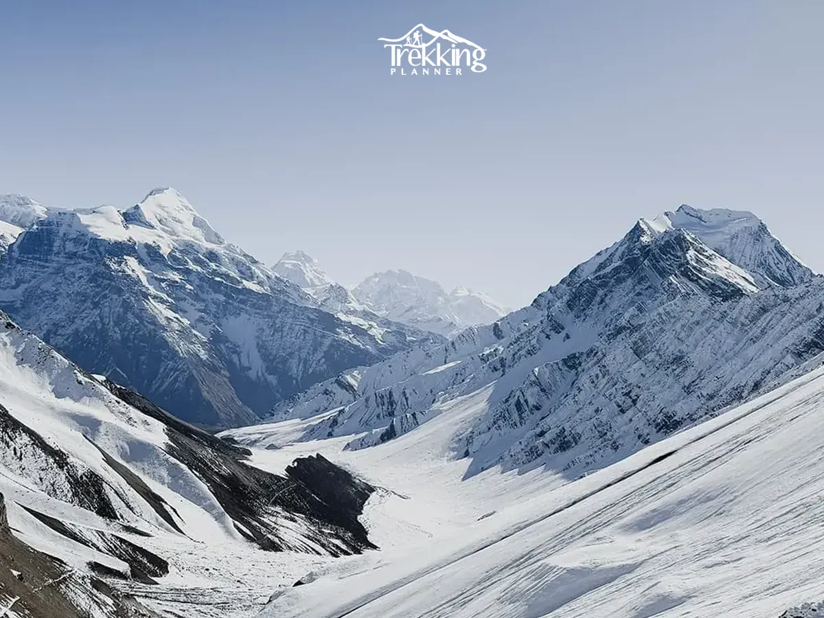 Panoramic view of the remote Nar Phu Valley during a trekking expedition in the Annapurna region of Nepal.