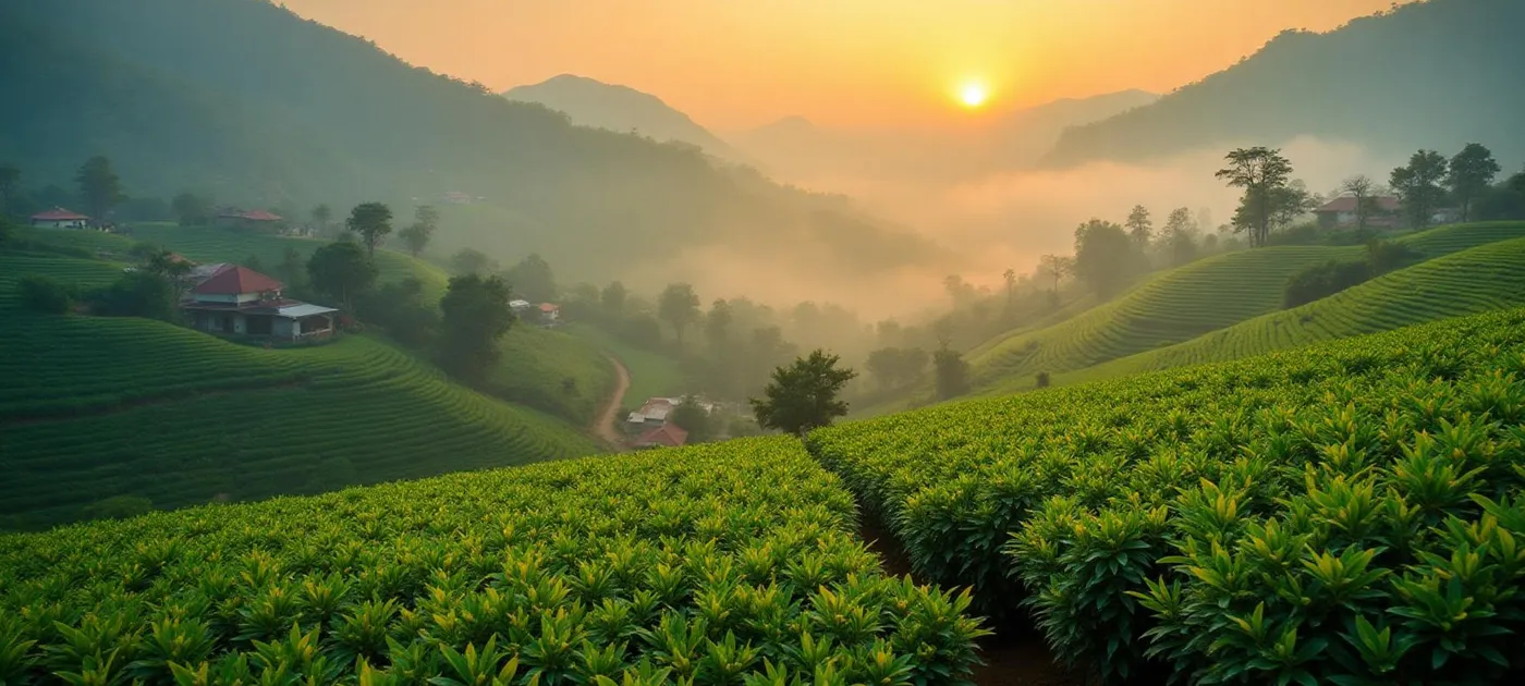 Organic vegetable garden in Nepal with tourists learning sustainable farming