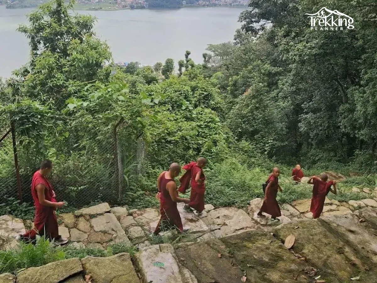 Sunrise view from World Peace Pagoda during a guided hiking tour in Pokhara Nepal