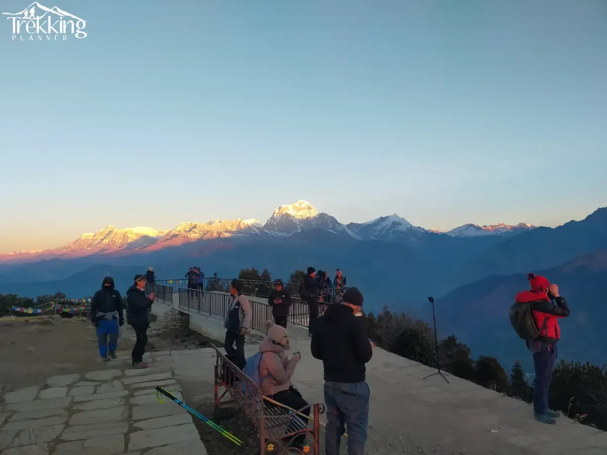 Sunrise over the Annapurna and Dhaulagiri ranges from Poon Hill on the Annapurna Base Camp Trekking route.