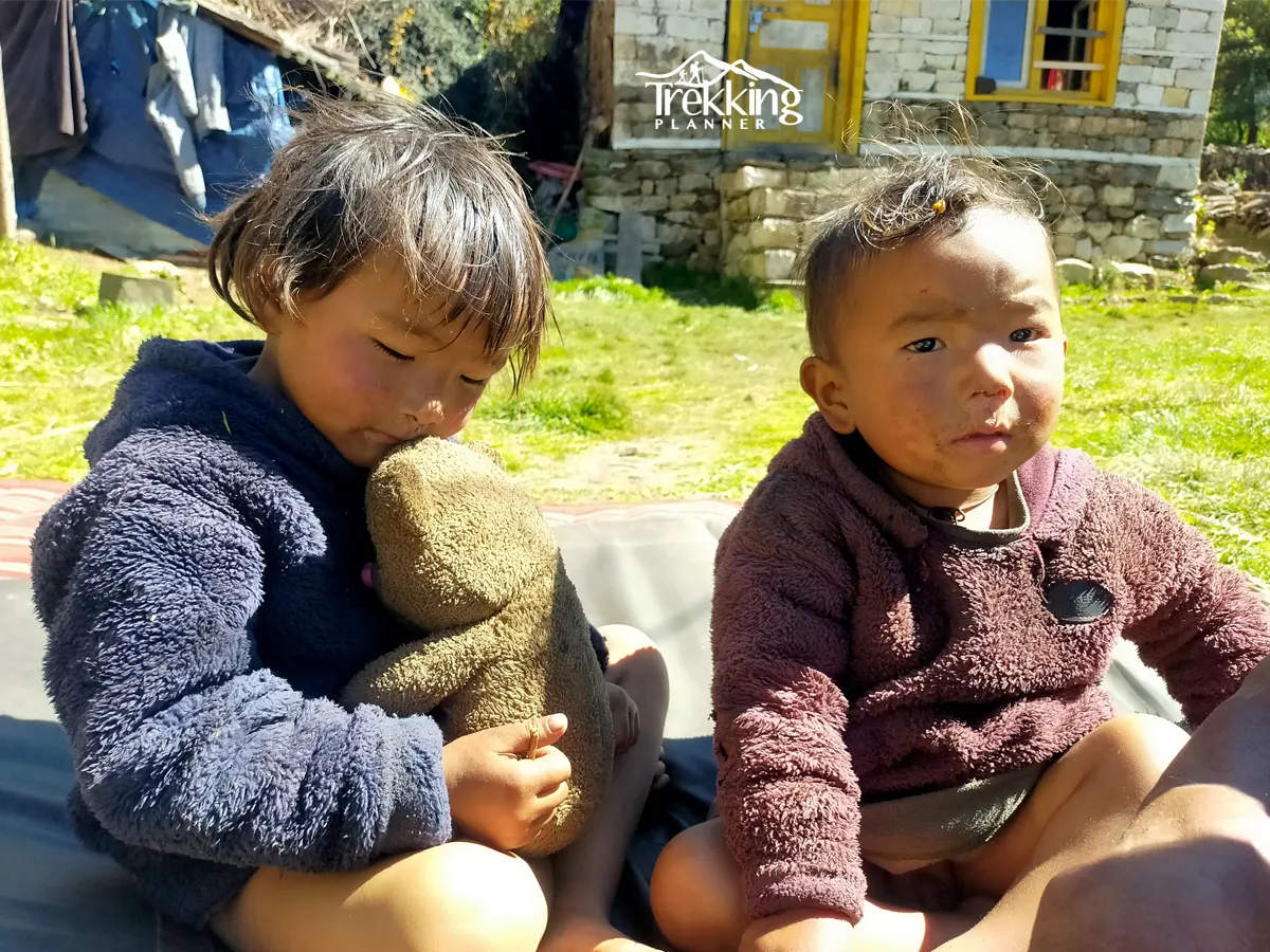 Traditional Nepalese village and terraced fields along Ruby Valley trekking route