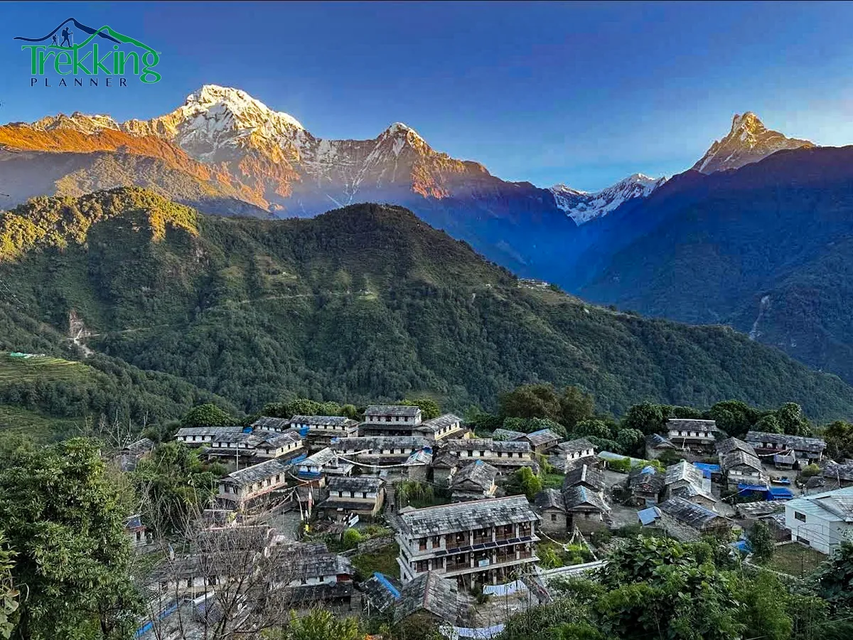 Sunrise view over Annapurna range from Ghandruk trekking viewpoint