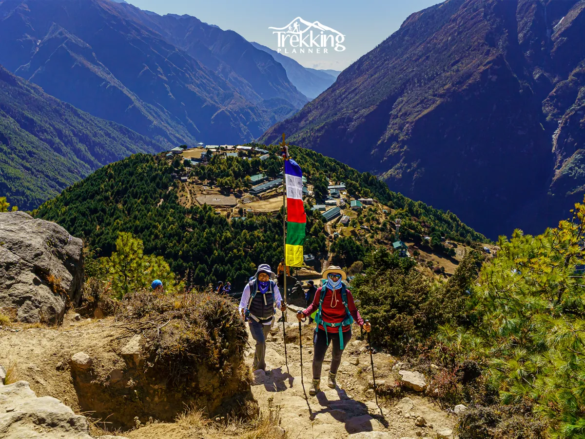 Trekker Trekking  during Everest View Trek trails