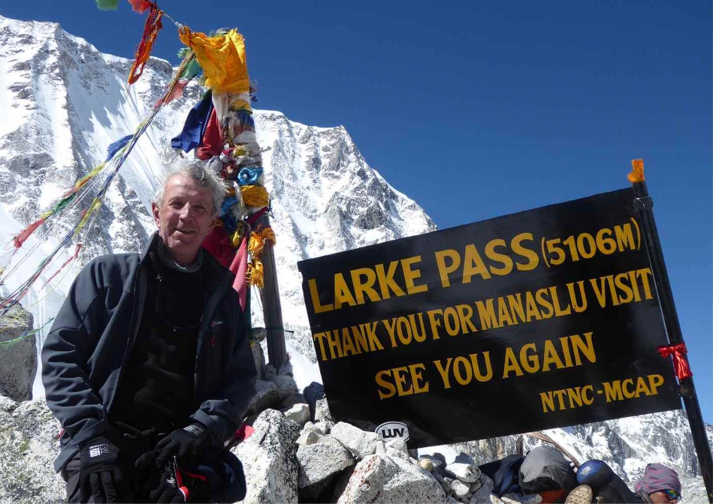 Trekker at Larke Pass