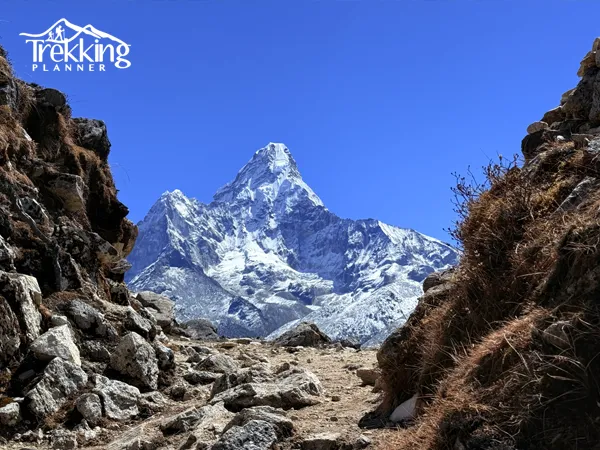 Bride and groom celebrating a destination wedding at Everest Base Camp in Nepal.