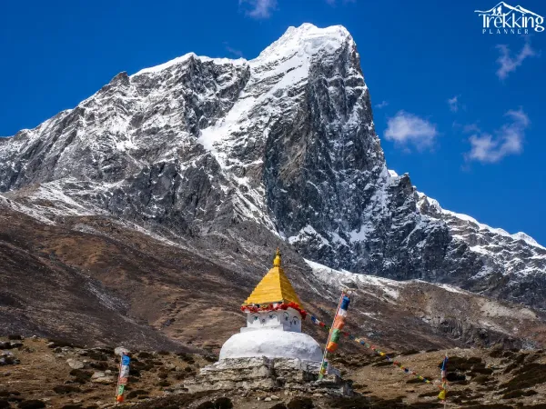 Himalayan Stupa Beneath A Snowy Peak