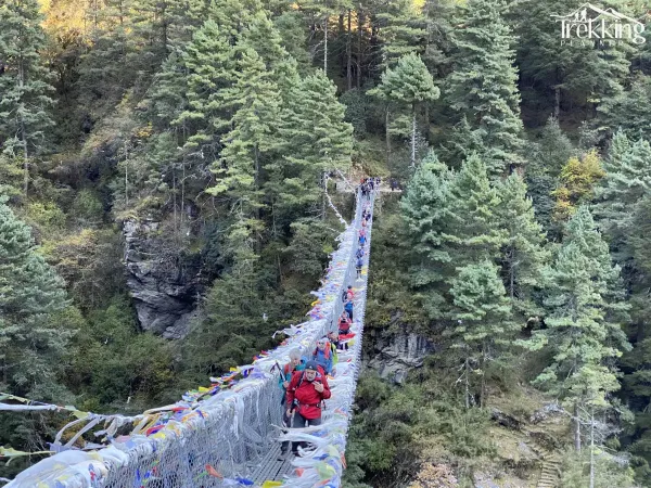 Tourist Crossing Suspension Bridge