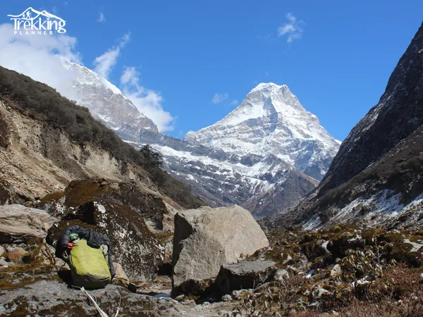 Trekkers crossing Cho La Pass during the Gokyo Cho La Pass Trekking via Everest Base Camp route in Nepal.