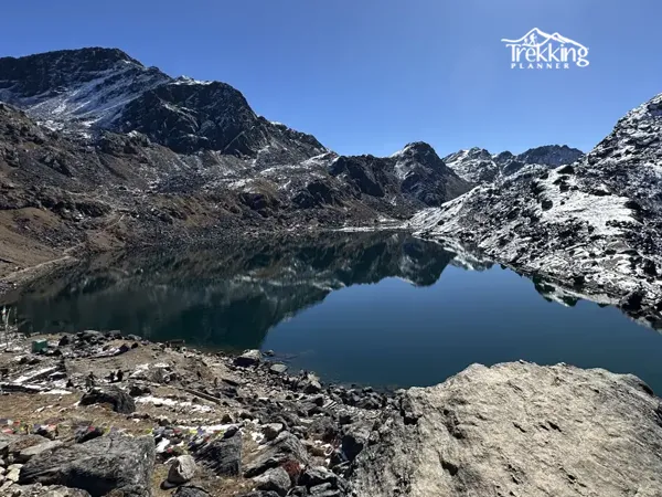 Sacred Gosainkunda Lake surrounded by Himalayan peaks during the Gosainkunda Short Trekking adventure