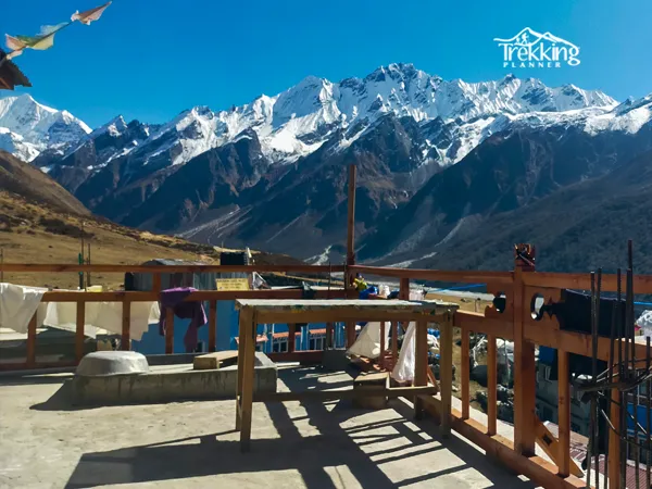 Trekkers walking through traditional Sherpa villages during Helambu Trekking in Nepal