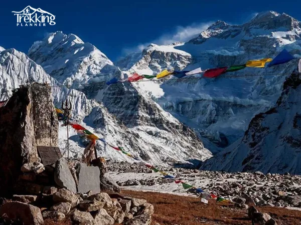 Sunrise over Kanchenjunga mountain range viewed from trekking viewpoint