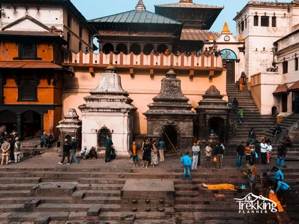 Pilgrims and visitors at Pashupatinath Temple in Kathmandu Nepal