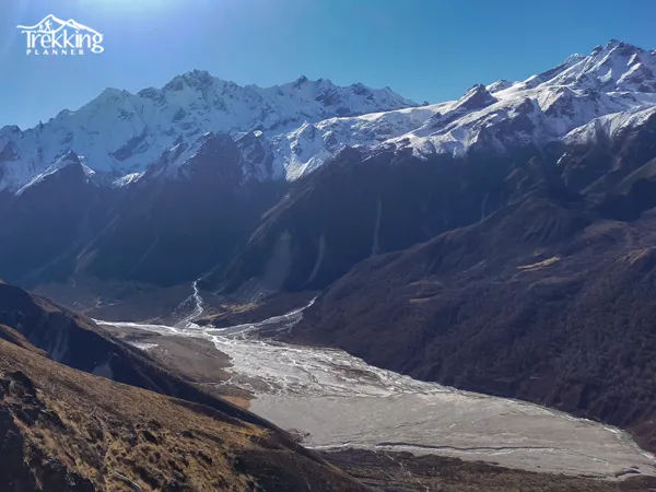 Panoramic view of Langtang Valley and Himalayan peaks during the Langtang Valley Gosaikunda Trekking route in Nepal