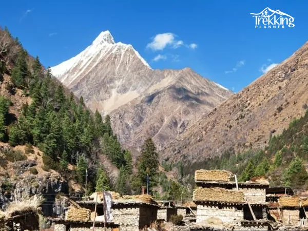 Trekkers hiking near Shey Gompa during the Lower Dolpo Trekking adventure in western Nepal.