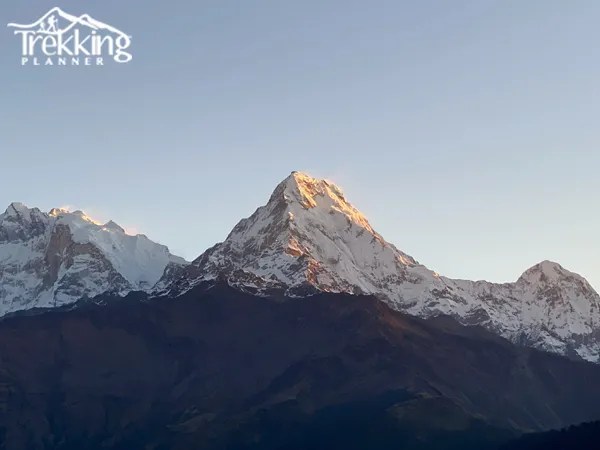 Sunrise view over Annapurna range from Panchase Hill during trekking