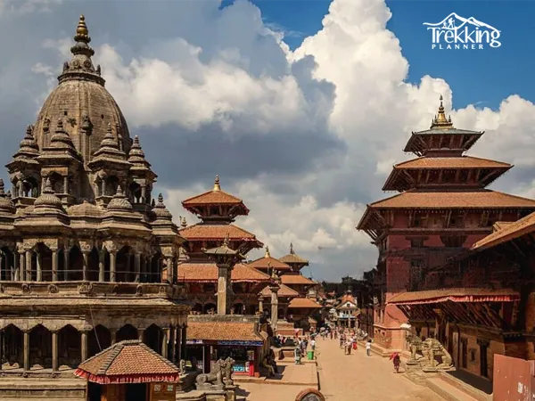 Patan Durbar Square during a Patan City Tour in Lalitpur, Nepal, showcasing ancient temples and Newari architecture