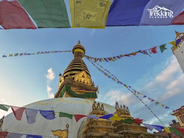Swayambhunath Stupa overlooking Kathmandu Valley during a Chandragiri and Swayambhunath day tour in Nepal